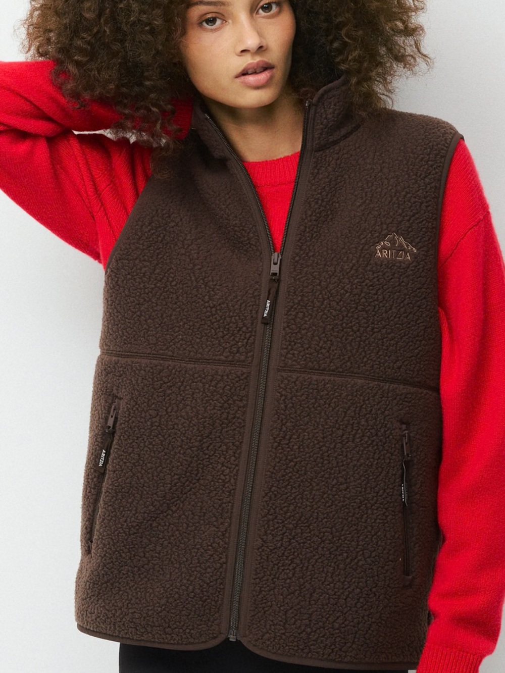 Aritzia Brown Sherpa Fleece Vest